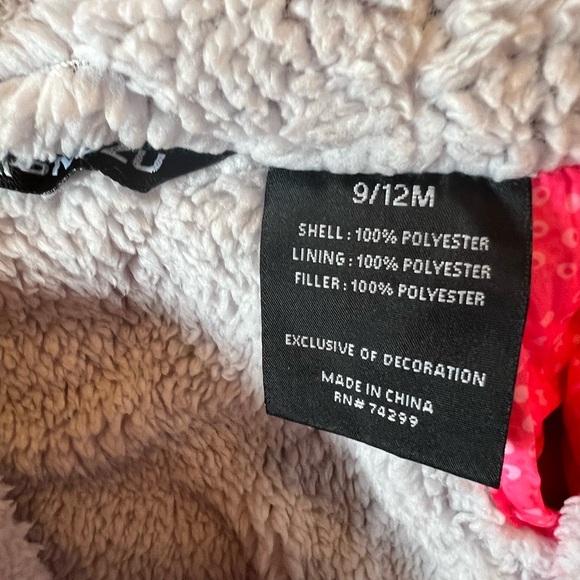 Snozu Pink and Gray Quilted Footie Jacket - Picture 3 of 3